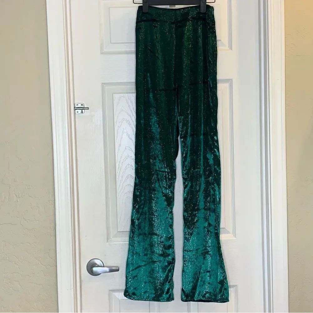 Superdown Dorian Wide Leg High Rise Pants in Green Size XXS
